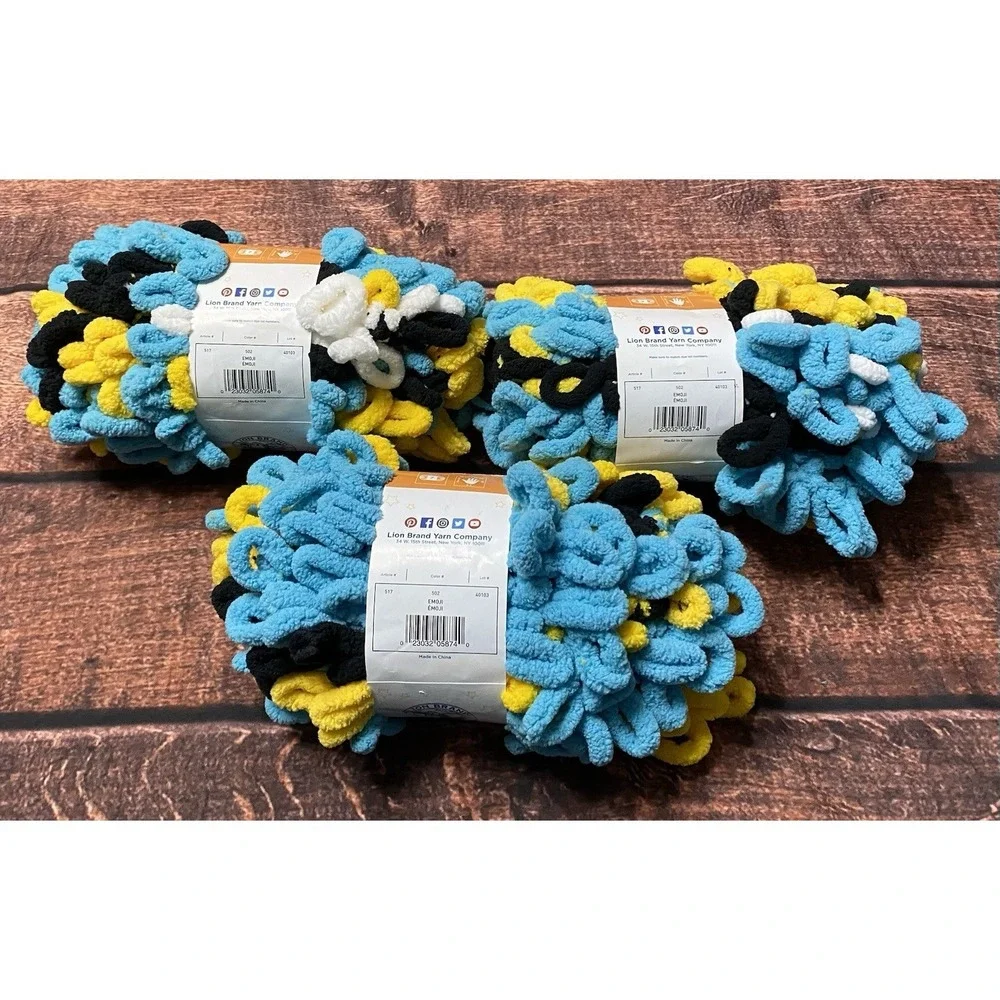 Lion Brand Yarn Off The Hook Magic EMOJI (Color #502) Multicolor 3 Skeins 3.3 oz